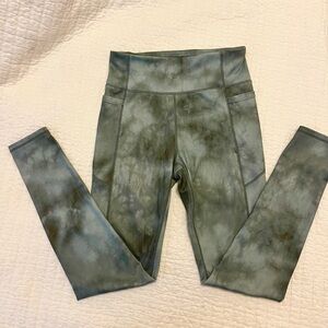 Gap Fit Teen sz 14-16 Army Green Tie Dye Tight Leggings